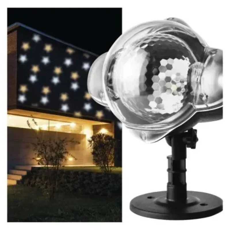 LED dekoráció projektor – csillagok, kültéri és beltéri, meleg/hideg fehér - DCPN01