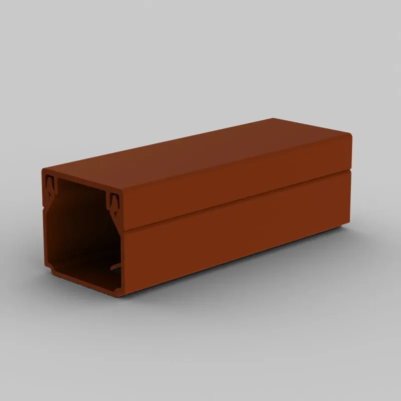 Műanyeg csatorna 20x20mm tetővel 2m sötét barna, 48m/cs anyagában színezett - LHD 20X20 TD