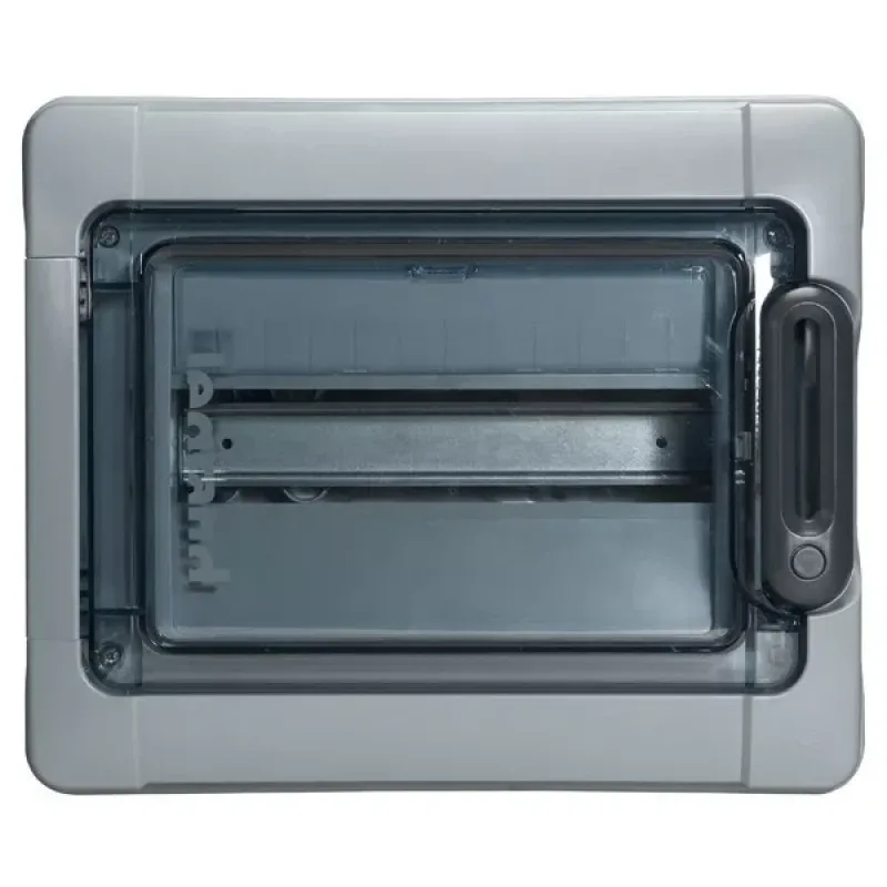 Plexo3 védett elosztó 12 modul, 1 sor, átlátszó ajtóval, IP65, PE és N sínnel, falon kívüli, 282x340x141mm - 601981