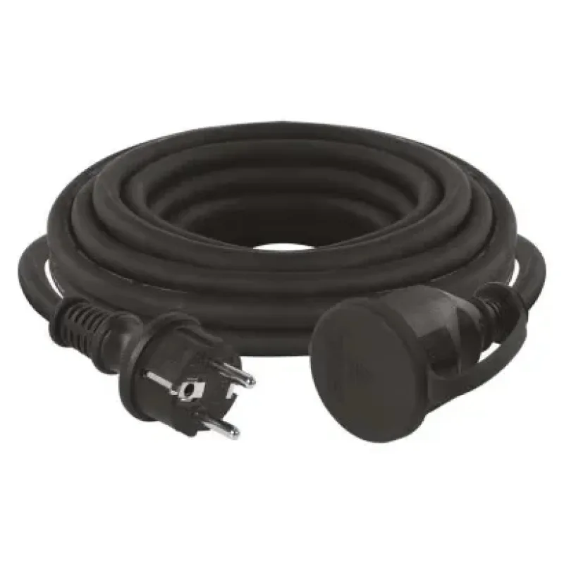 Kültéri hosszabbító 5 m / 1 aljzat / fekete / gumi-neoprén / 250 V / 1,5 mm2 - P01805