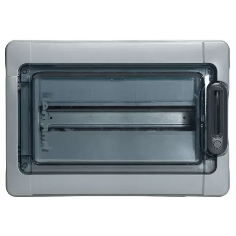 Plexo3 védett elosztó 18 modul, 1 sor, átlátszó ajtóval, IP65, PE és N sínnel, falon kívüli, 282x448x141mm - 601985