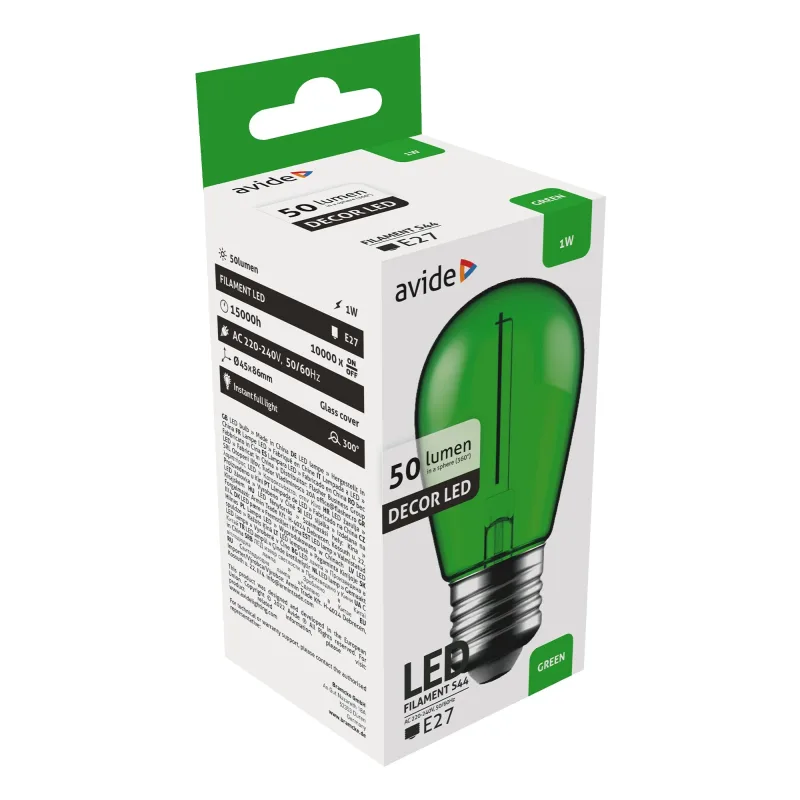 Dekor LED Filament fényforrás 1W E27 Zöld - ABDLS44F-1W-G