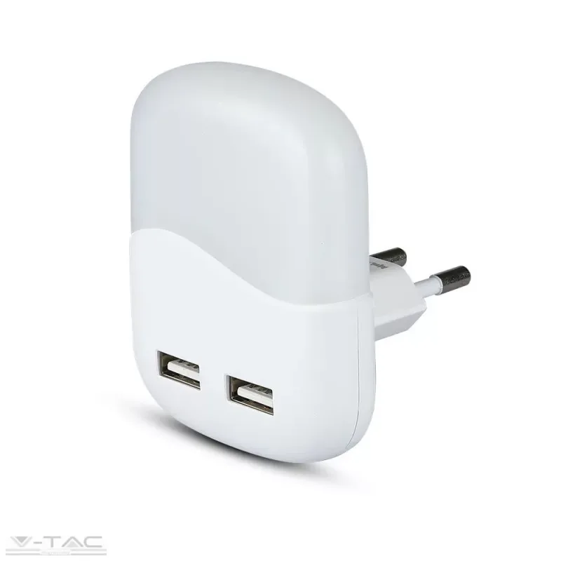 LED éjszakai fény 0,4 W beépített alkonykapcsolóval USB aljzattal 4000K