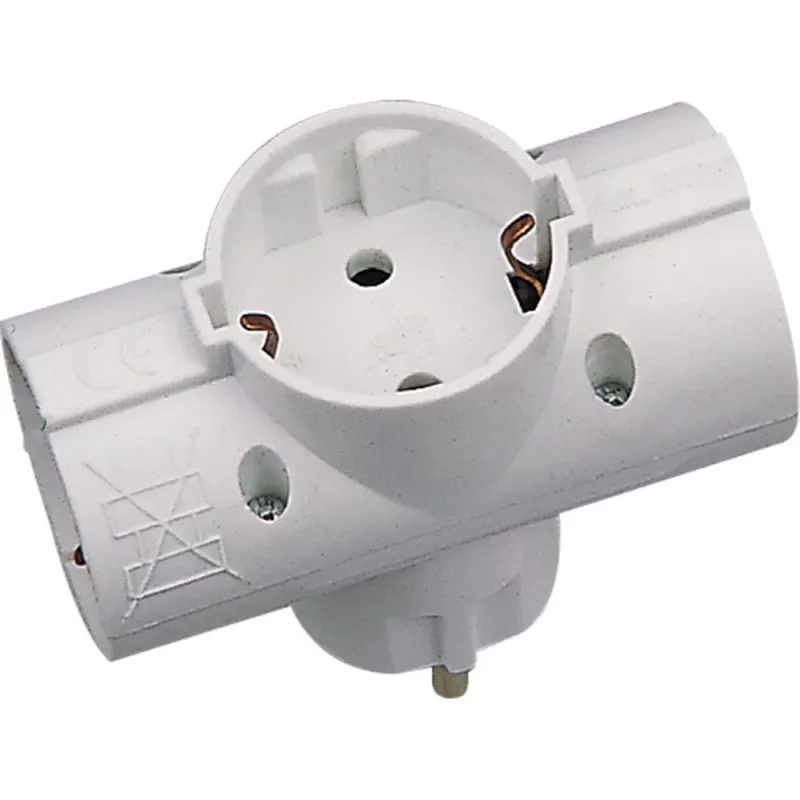Földelt T-dugó, műanyag, 230V~ 50Hz 3×2,5A max.:1700W - 0131H