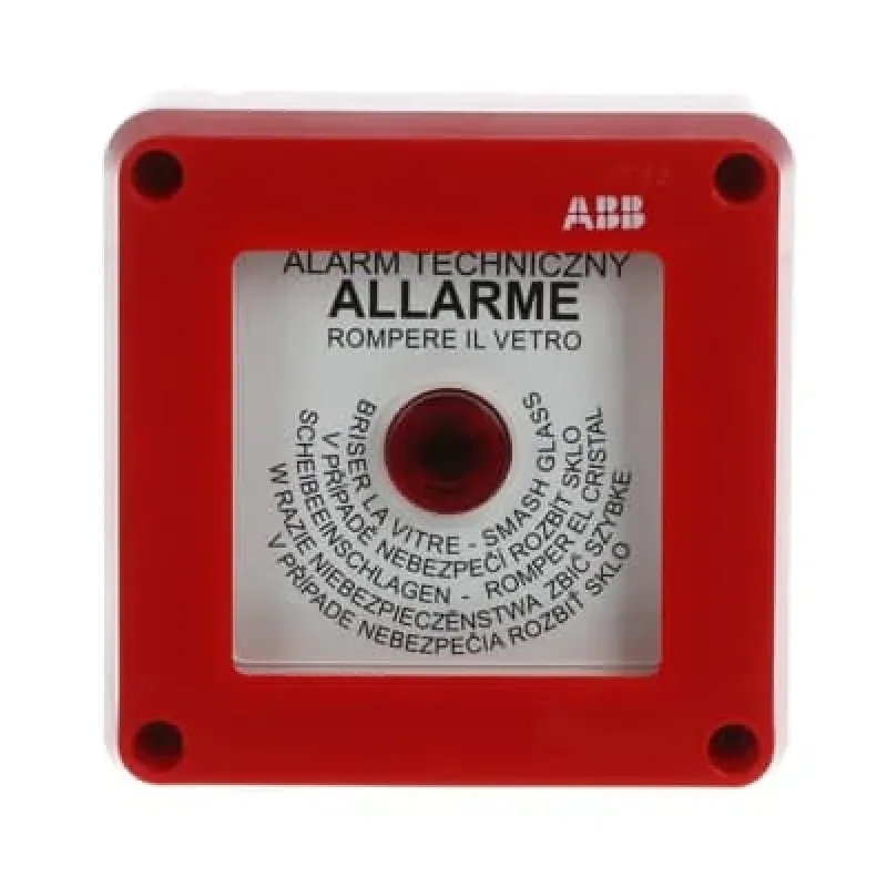 Vészjelző falonkívüli, IP55 Betörhető üveges, kalapáccsal, 100x100x50mm - M013180A0000