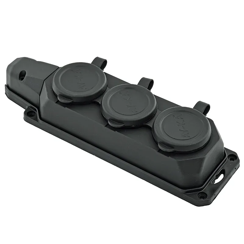 Hálózati 3-as elosztó vezeték nélküli Kültéri IP44 Csapfedeles Fekete Rögzíthető - 321676