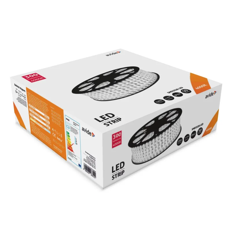 Avide LED Szalag 220V 4.8W 4000K IP67 50m