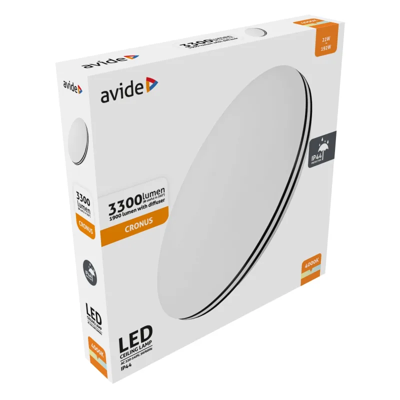 LED Mennyezeti Lámpa IP44 Cronus 22W 380*70mm NW 4000K 100lm/W - ACLO38NW-22W-CRO44