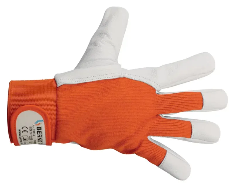 Bőr szerelőkesztyű EN 420, EN 388, narancs, fehér (8-as méret) 23811