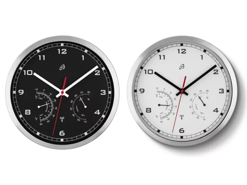 Rádióvezeérelt falióra, Hűmérő és páratartalom kijelző - Fekete