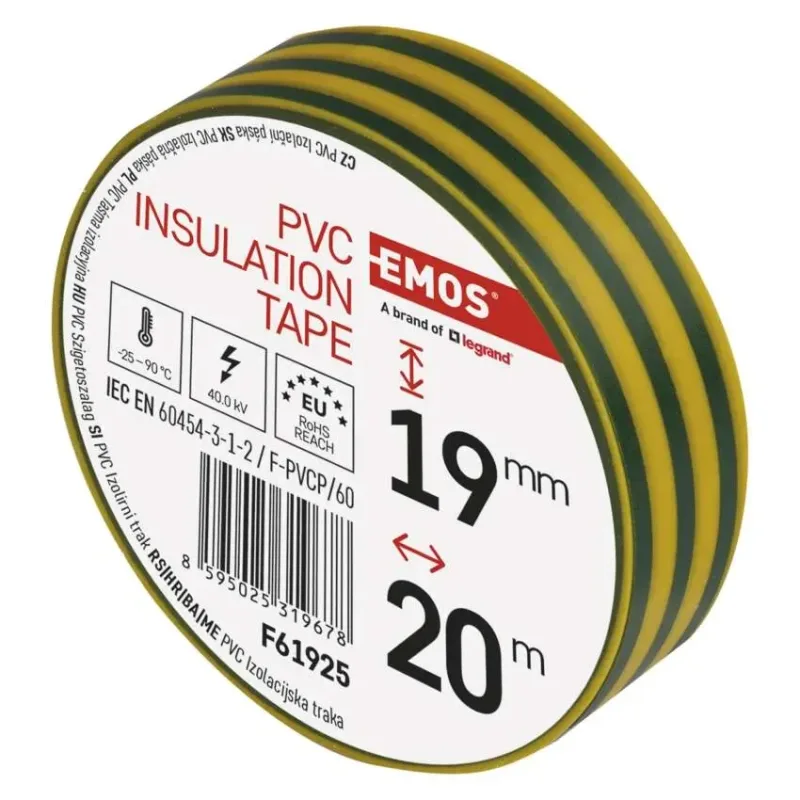 Szigetelőszalag 19/20 zöld-sárga - F61925