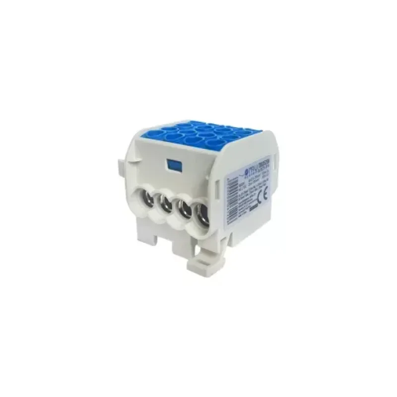 Omu system TB83525N 35/25mm2 1 pólus ónozott fővezetéki leágazókapocs kék fő:2x4-35mm2 leág:6x2.5-25mm2