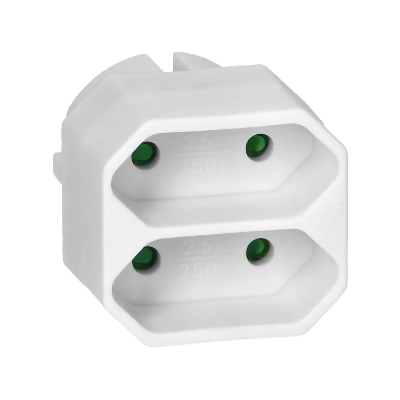 Dugaljba dugható átalakító, 1x2P+F földelt aljzatból 2x2P földeletlen aljzat max.1150W 230V IP20