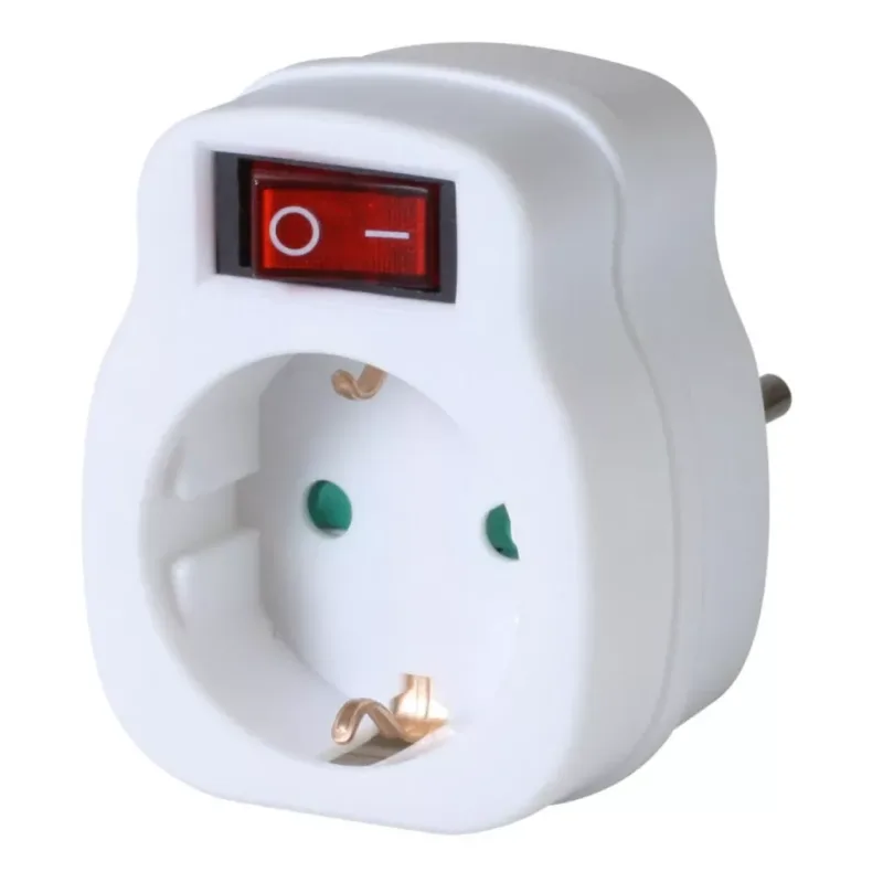 Nálózati aljzat, gyermekvédelemmel ellátva, kapcsolós, IP20 kivitel, max. 3680W, fehér - NVK 1/WH