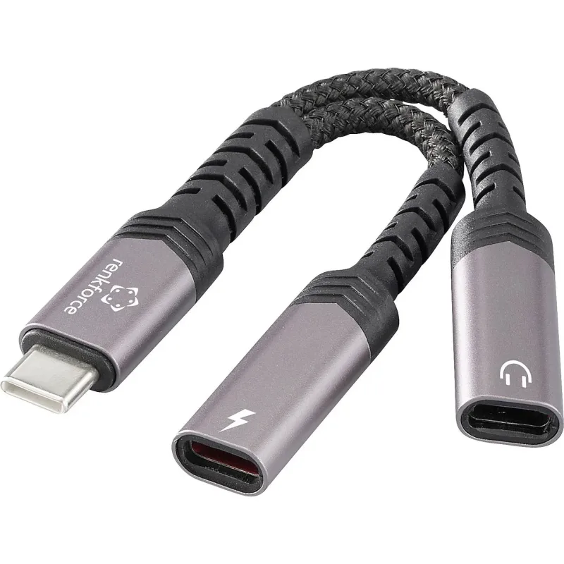 Renkforce USB-C®, Audio Átalakító kábel [1x USB-C® dugó - 2x USB-C® alj, USB-C® alj (Power Delivery)] USB-C® Audio+Charg