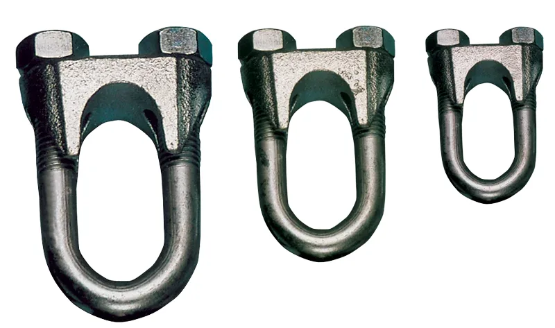 Sodronyszorító bilincs, U profil, acél+temperált öntvény - U05