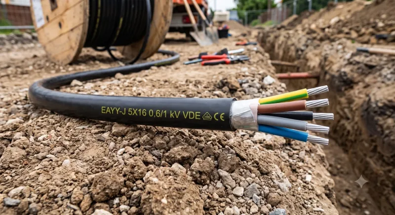 E-AYY-J 5x16 RM alumínium földkábel 0,6/1kV fekete - 16719